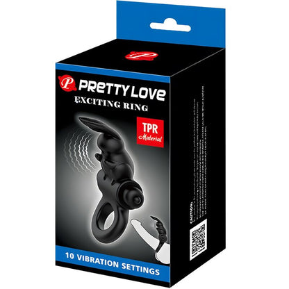 PRETTY LOVE ANEL VIBRADOR COELHO ANEL EXCITANTE 10 VIBRAyoES PRETO
