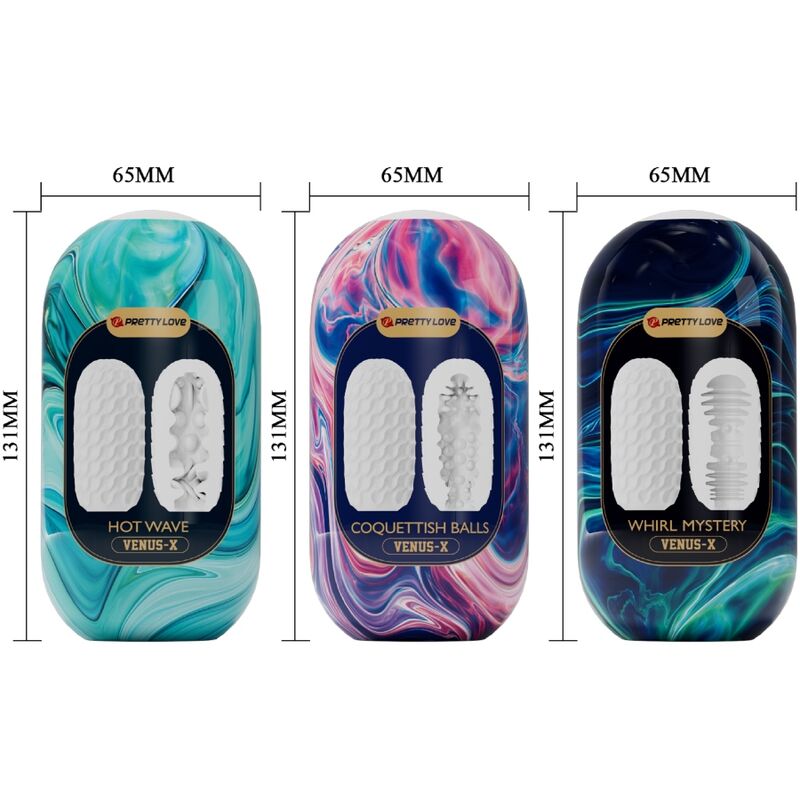 PRETTY LOVE VENUS X 15 MASTURBADORES MASCULINOS DE SILICONE BRANCO