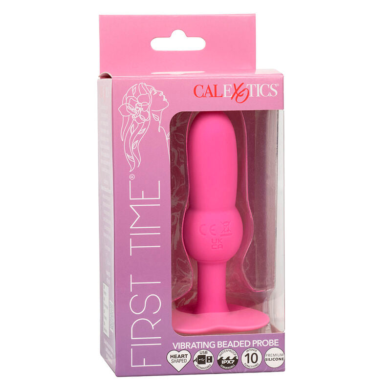 CALEXOTICS FIRST TIME PLUG ANAL SONDA DE CONTAS 10 VIBRAyoES ROSA
