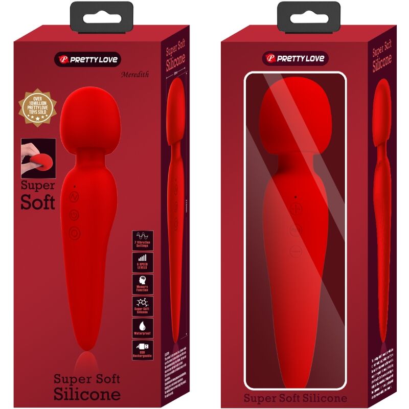 PRETTY LOVE MAREDITH MASSAGER 12 MODOS DE VIBRAO VERMELHO
