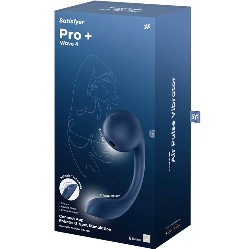 SATISFYER PRO WAVE 4 ESTIMULADOR DE PONTO G E AIR PULSE APLICATIVO GRATUITO AZUL ESCURO