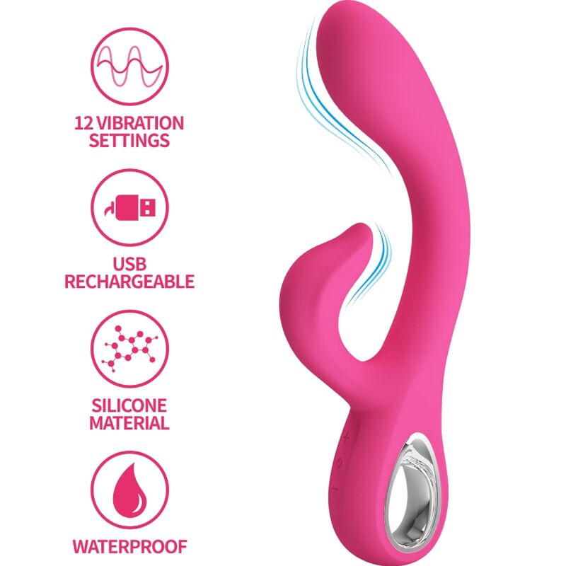PRETTY LOVE FRITZ RABBIT VIBRADOR 12 VIBRAyoES ROSA