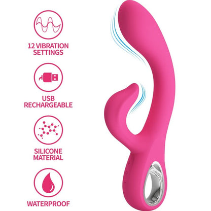 PRETTY LOVE FRITZ RABBIT VIBRADOR 12 VIBRAyoES ROSA