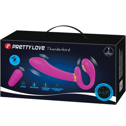 PRETTY LOVE THUNDERBIRD VIBRADOR DUPLO STRAP ON CONTROLE REMOTO ROXO