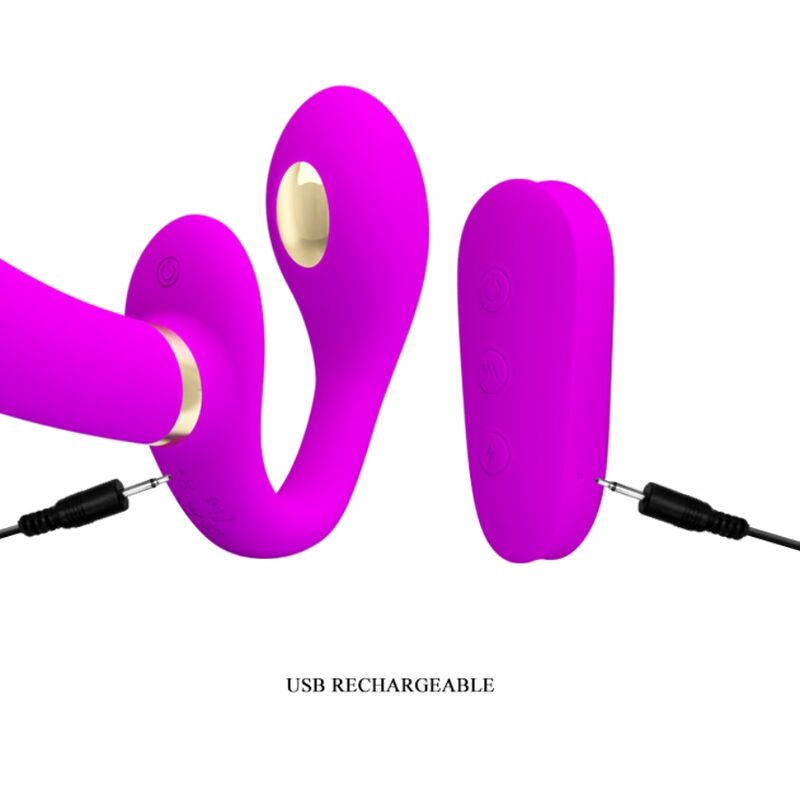 PRETTY LOVE THUNDERBIRD VIBRADOR DUPLO STRAP ON CONTROLE REMOTO ROXO
