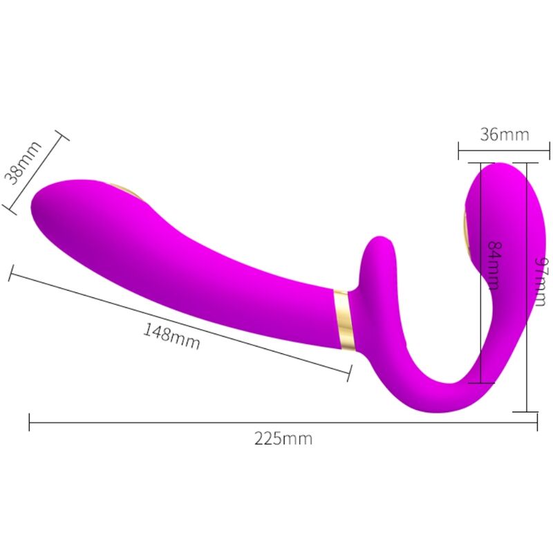 PRETTY LOVE THUNDERBIRD VIBRADOR DUPLO STRAP ON CONTROLE REMOTO ROXO