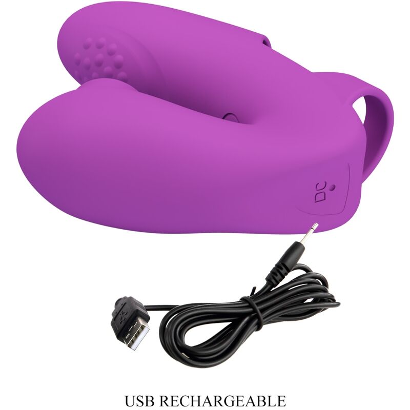 PRETTY LOVE VIBRADOR DE DEDO ATHENA COM ESTIMULADOR DE CLIToRIS ROXO