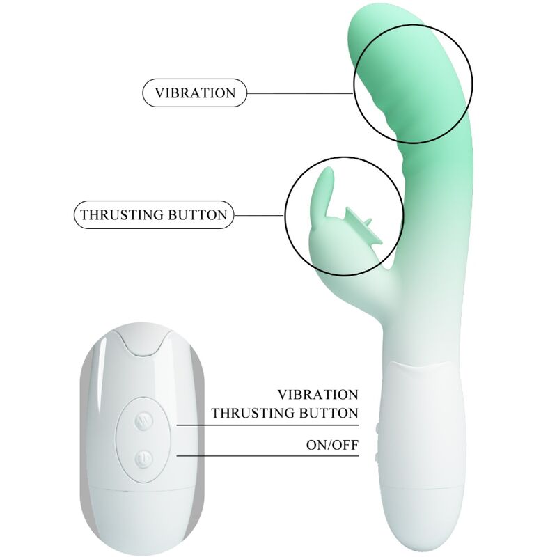 PRETTY LOVE VIBRADOR CERBERUS RABBIT 30 VIBRAyoES VERDE