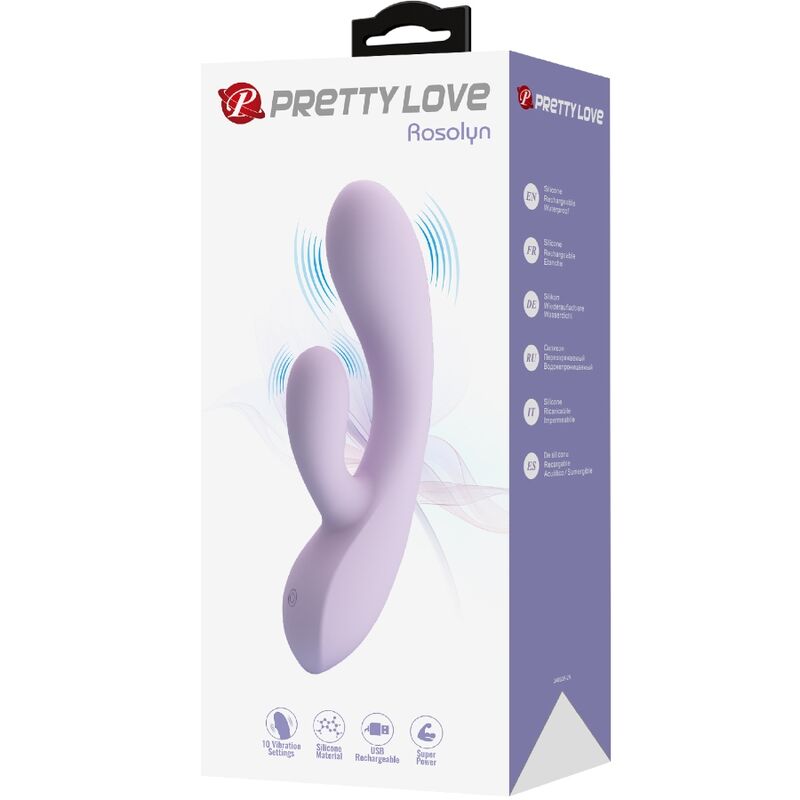 PRETTY LOVE VIBRADOR ROSOLYN RABBIT 10 VIBRAyoES ROXO