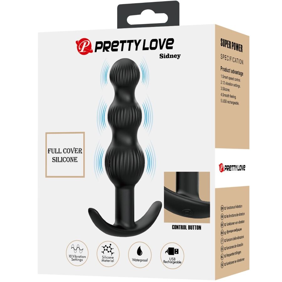 PRETTY LOVE VIBRADOR ANAL SIDNEY 10 VIBRAyoES PRETO