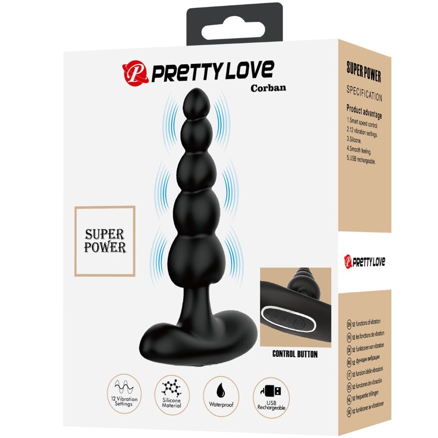 PRETTY LOVE VIBRADOR ANAL CORBAN 10 VIBRAyoES PRETO