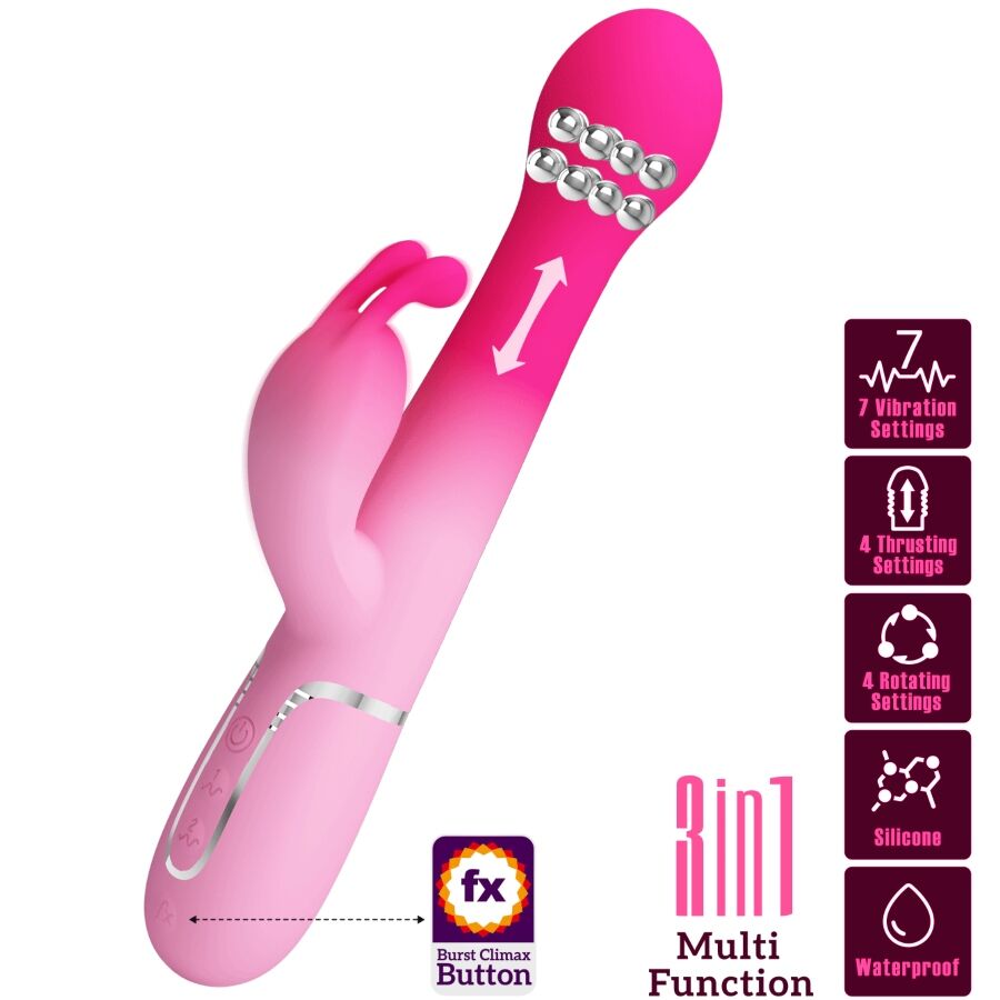 PRETTY LOVE DEJON 3 EM 1 MULTIFUNCIONAL RABBIT VIBRADOR ROSA
