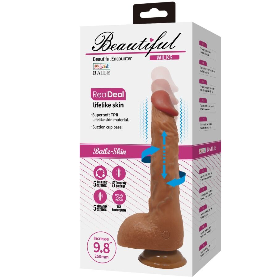 BAILE BEAUTIFUL WILKS 5 CONFIGURAyoES VIBRADOR REALISTA 25 CM MULATO