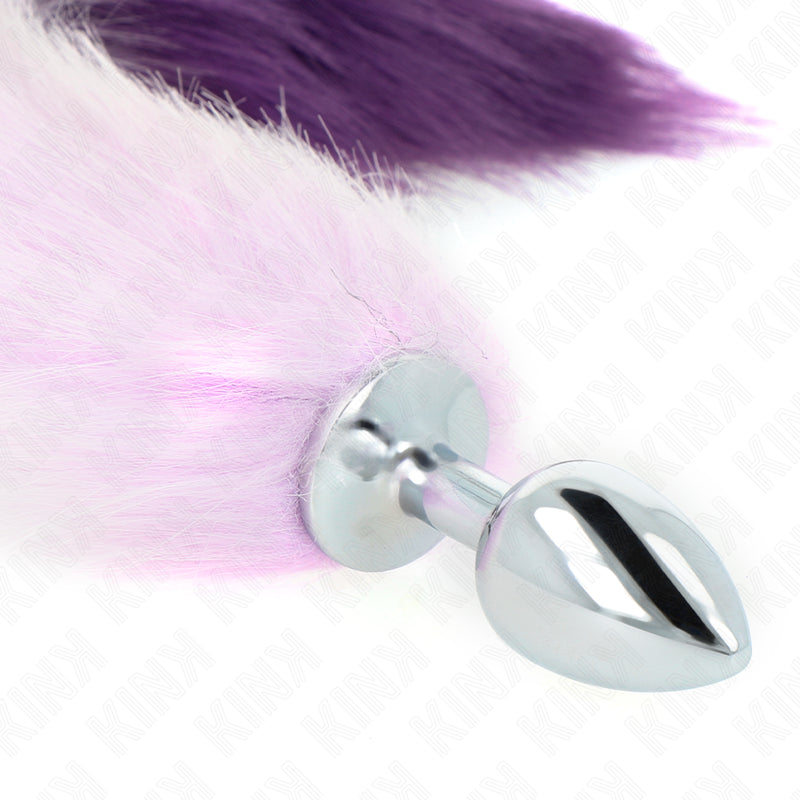 KINK PLUG ANAL TAMANHO S 7 X 3 CM COM CAUDA SINTeTICA 40 CM ROXO