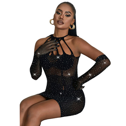 SUBBLIME 952235 VESTIDO DE REDE COM STRAS PRETO TAMANHO uNICO