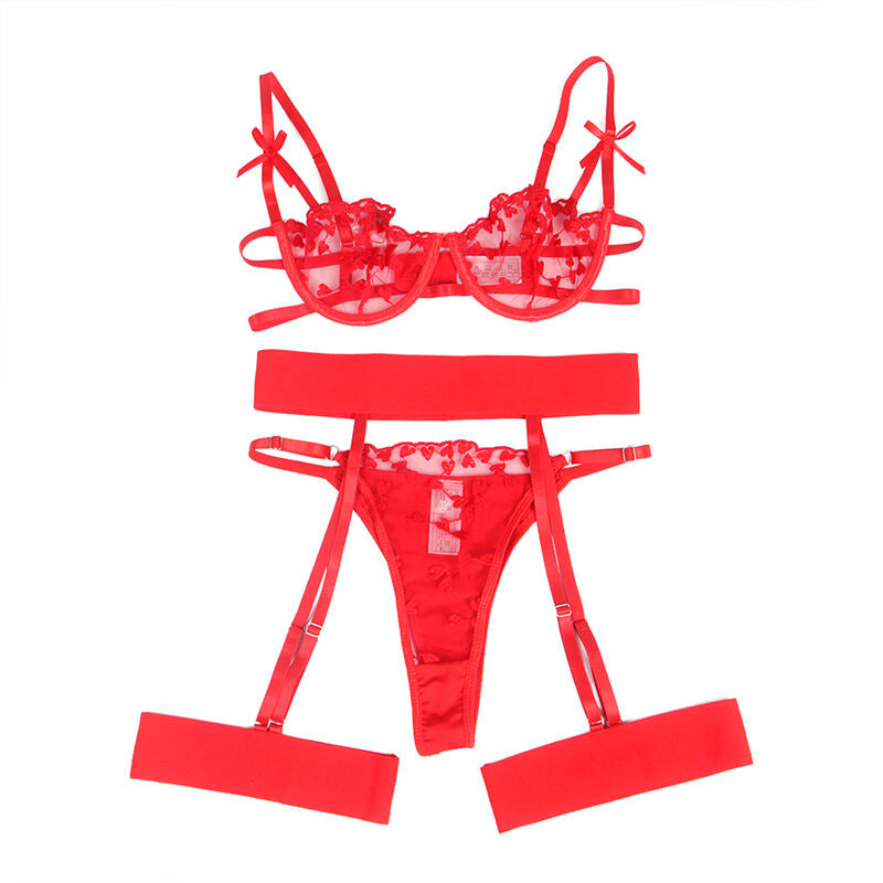 SUBBLIME 954338 SUTIa COM ESTAMPA DE CORAyaO TANGA CINTO LIGA VERMELHO L XL