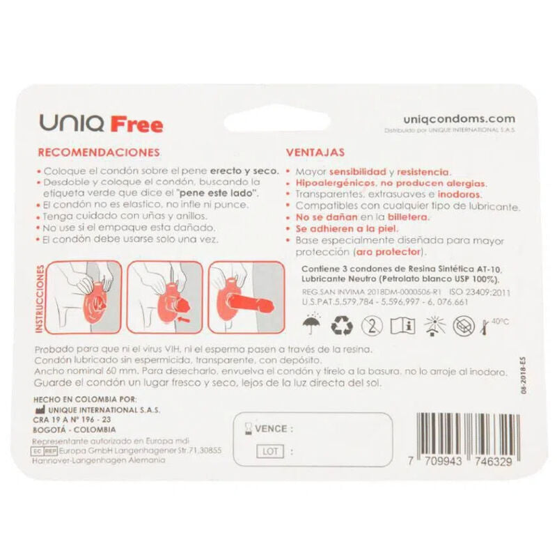 UNIQ PRESERVATIVOS SEM LaTEX COM ANEL PROTETOR 3 UNIDADES