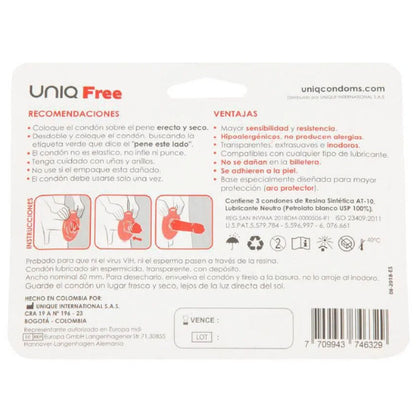 UNIQ PRESERVATIVOS SEM LaTEX COM ANEL PROTETOR 3 UNIDADES