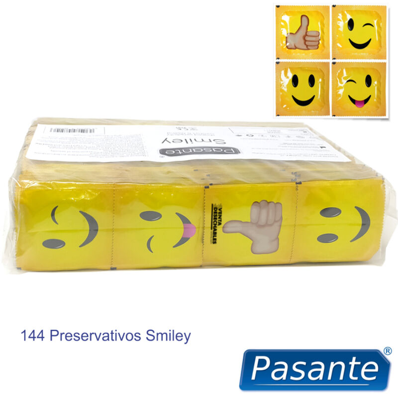 PASANTE SACO DE PRESERVATIVOS SMILEY 144 UNIDADES