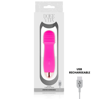 DOLCE VITA VIBRADOR RECARREGaVEL DE TReS VELOCIDADES PINK 7