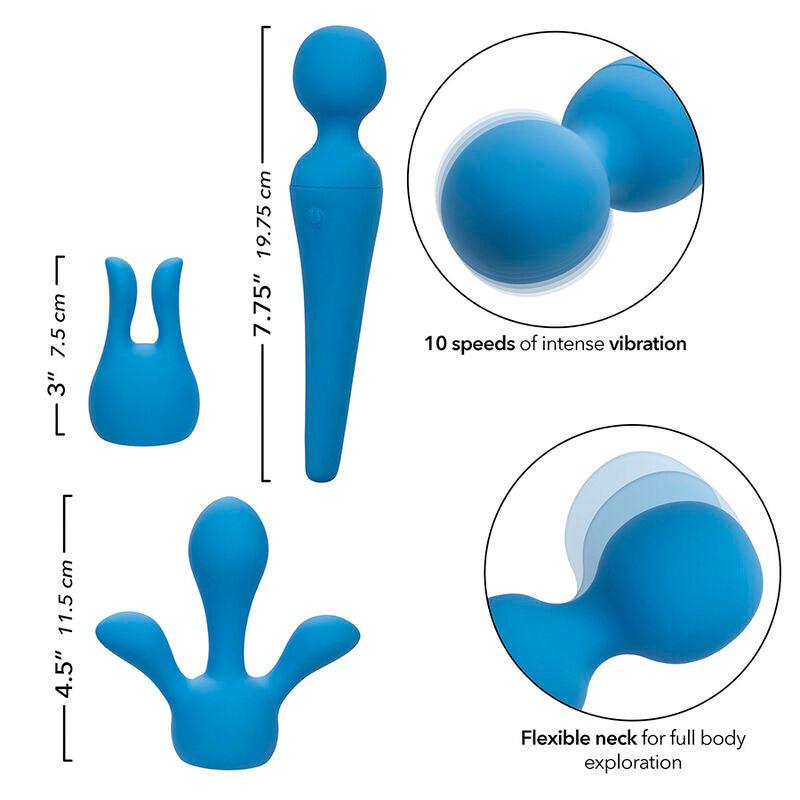 CALEXOTICS COUTURE KIT VIBRADOR WAND 10 VIBRAyoES AZUL