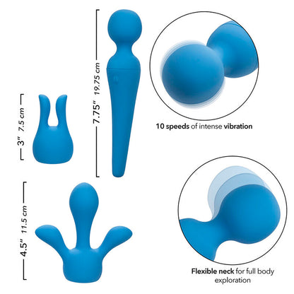 CALEXOTICS COUTURE KIT VIBRADOR WAND 10 VIBRAyoES AZUL
