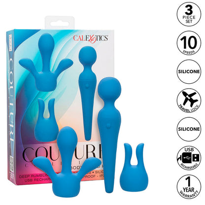 CALEXOTICS COUTURE KIT VIBRADOR WAND 10 VIBRAyoES AZUL