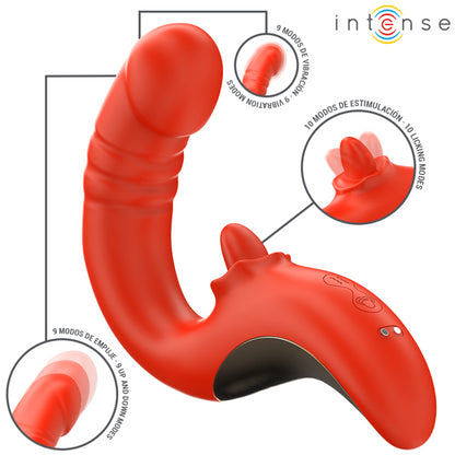 INTENSE VIBRADOR E ESTIMULADOR PAULINA EM FORMA DE U VERMELHO