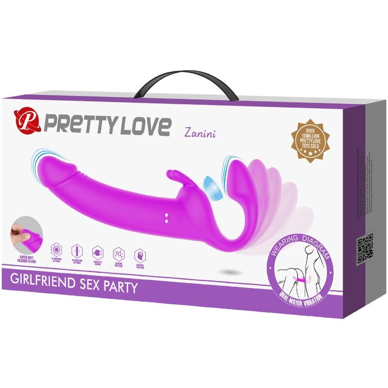 PRETTY LOVE ZANINI STRAPLESS STRAP ON 10 VIBRAyoES ROXO