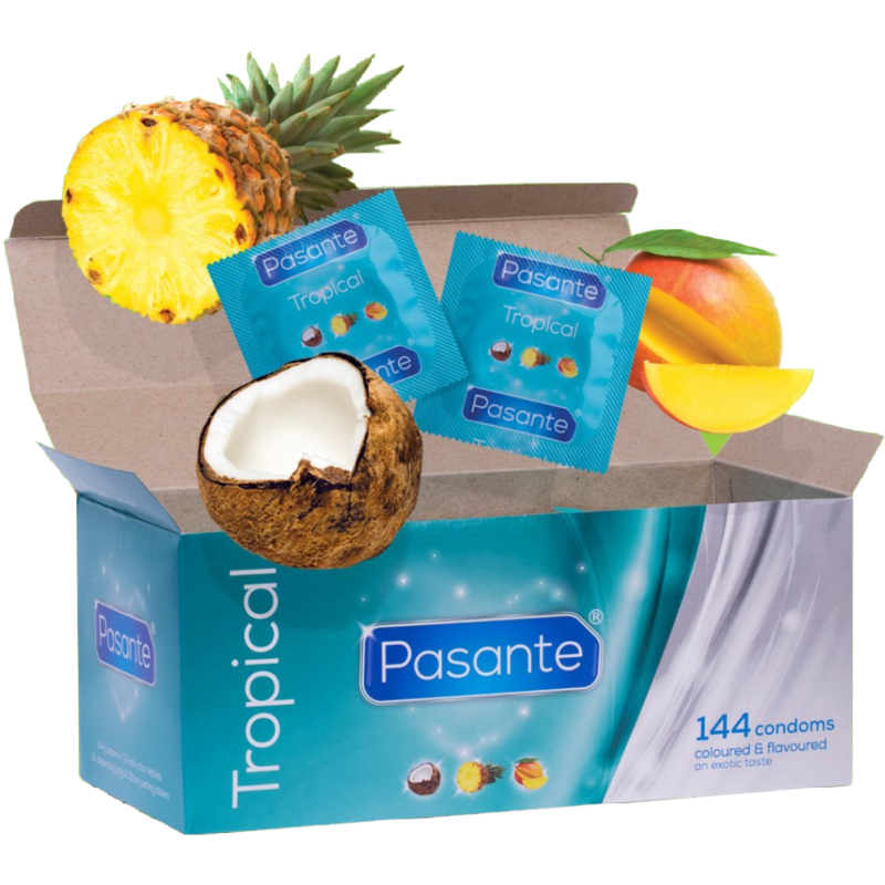 PASANTE DE PRESERVATIVOS SABORES TROPICAIS 144 UNIDADES