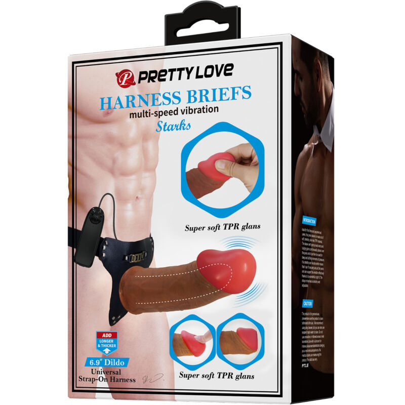PRETTY LOVE STARKS CUECAS DE ARNeS DILDO VIBRAO MULTI VELOCIDADE 175 CM CASTANHO CLARO