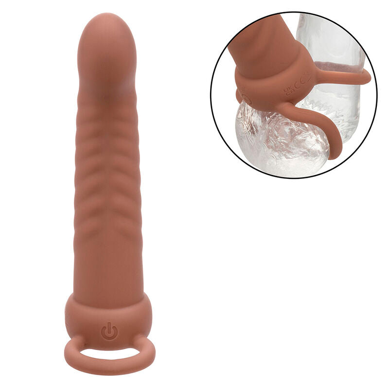 CALEXOTICS MAXX RIBBED DUAL PENETRATOR 10 VIBRAyoES MARROM