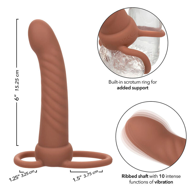 CALEXOTICS MAXX RIBBED DUAL PENETRATOR 10 VIBRAyoES MARROM