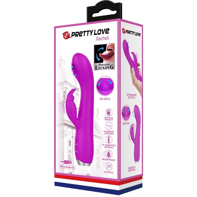 PRETTY LOVE RACHEL VIBRADOR RECARREGaVEL COM ONDAS ESTIMULANTES ROXO