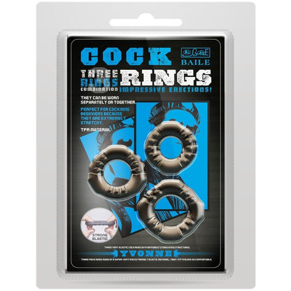 BAILE COCK RINGS YVONNE CONJUNTO 3 ANeIS PARA PeNIS