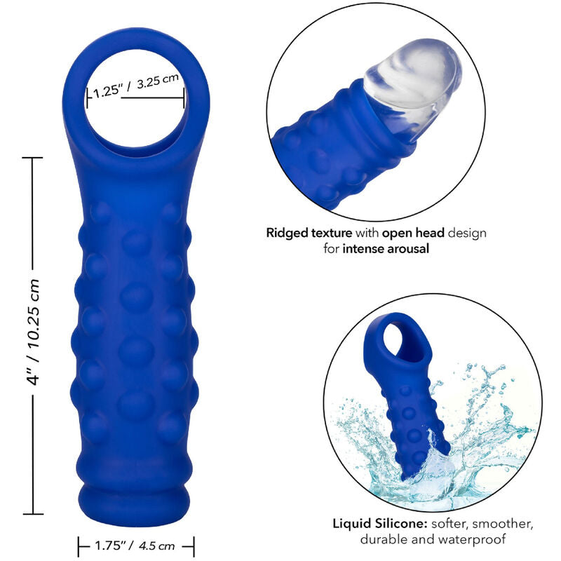 CALEXOTICS ADMIRAL CAPA PARA PeNIS COM FRISAS SILICONE LiQUIDO AZUL
