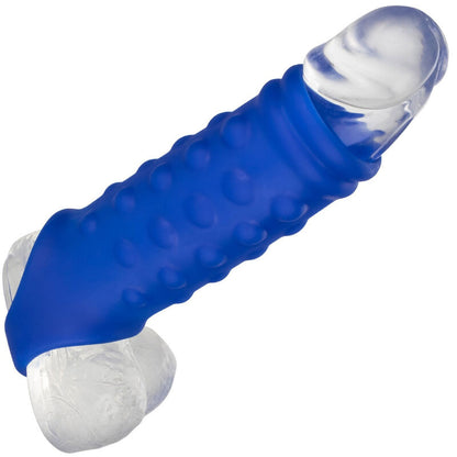 CALEXOTICS ADMIRAL CAPA PARA PeNIS COM FRISAS SILICONE LiQUIDO AZUL