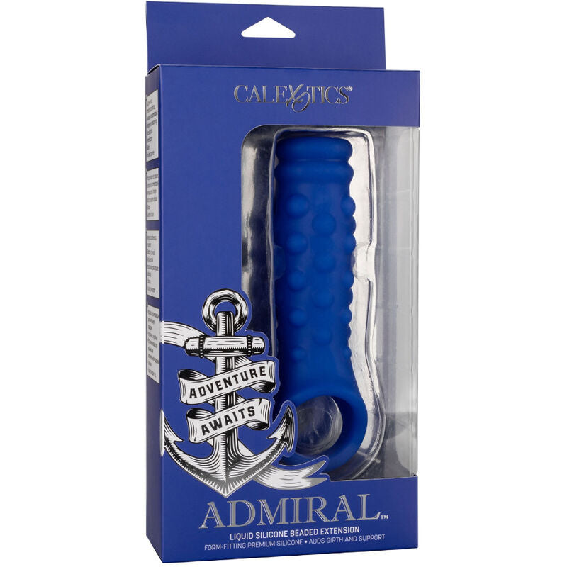 CALEXOTICS ADMIRAL CAPA PARA PeNIS COM FRISAS SILICONE LiQUIDO AZUL