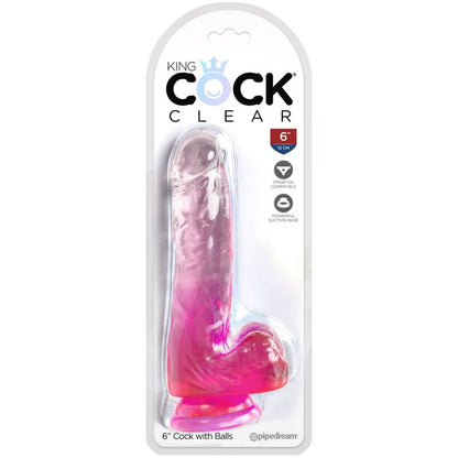 KING COCK CLEAR PeNIS REALiSTICO COM BOLAS 135 CM ROSA