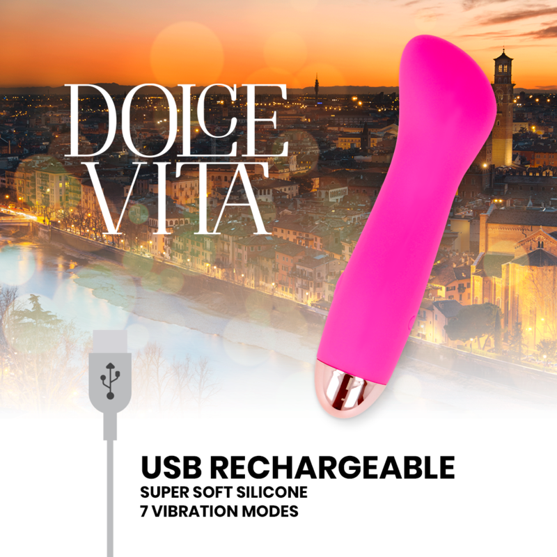 DOLCE VITA VIBRADOR RECARREGaVEL UM PINK 7 VELOCIDADE