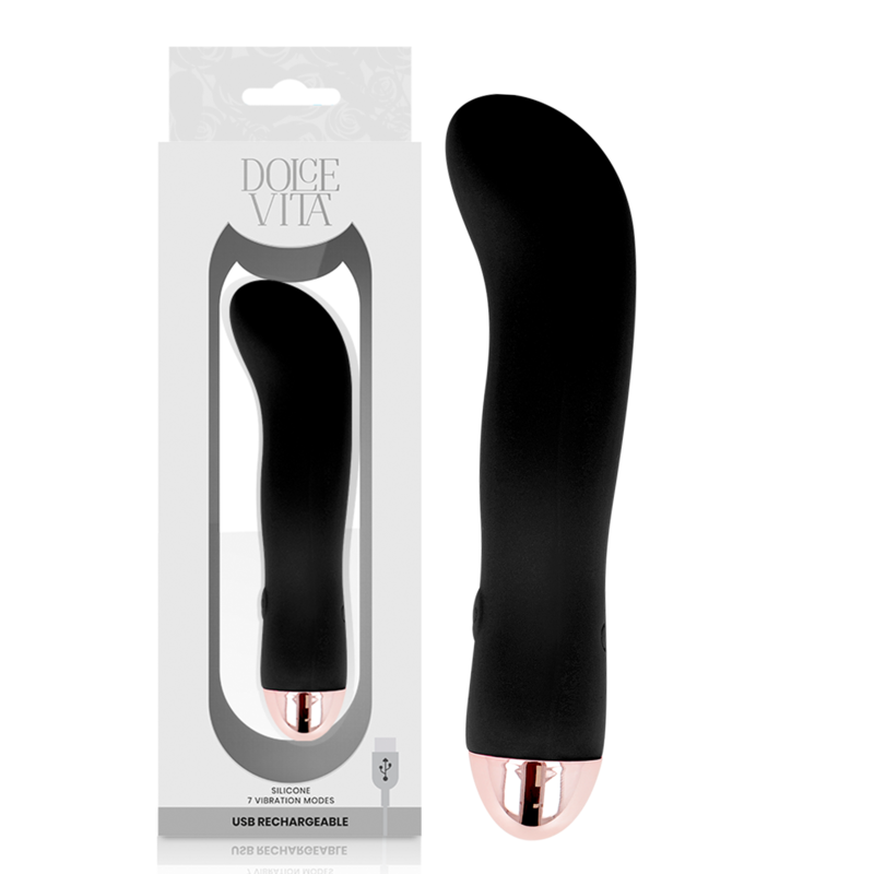 DOLCE VITA VIBRADOR RECARREGaVEL DOIS PRETO 7 VELOCIDADE
