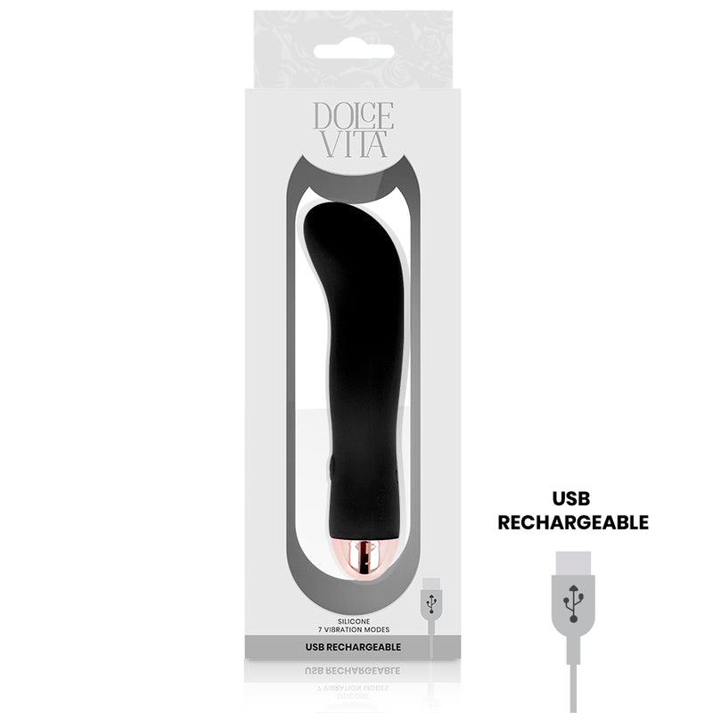 DOLCE VITA VIBRADOR RECARREGaVEL DOIS PRETO 7 VELOCIDADE