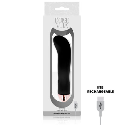DOLCE VITA VIBRADOR RECARREGaVEL DOIS PRETO 7 VELOCIDADE