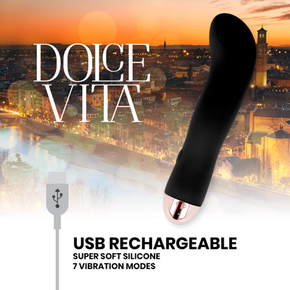 DOLCE VITA VIBRADOR RECARREGaVEL DOIS PRETO 7 VELOCIDADE