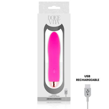 DOLCE VITA VIBRADOR RECARREGaVEL QUATRO PINK 7 VELOCIDADES