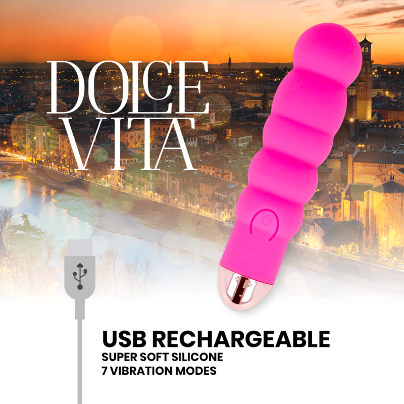 DOLCE VITA VIBRADOR RECARREGaVEL SEIS PINK 7 VELOCIDADES