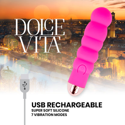 DOLCE VITA VIBRADOR RECARREGaVEL SEIS PINK 7 VELOCIDADES
