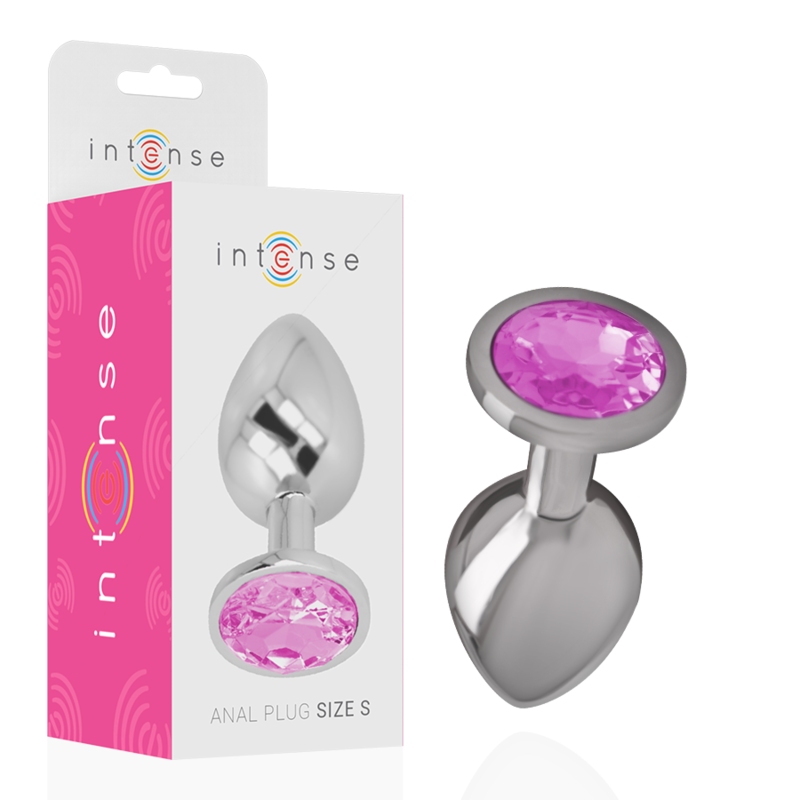 INTENSE PLUG ANAL DE METAL DE ALUMiNIO COM CRISTAL ROSA TAMANHO S