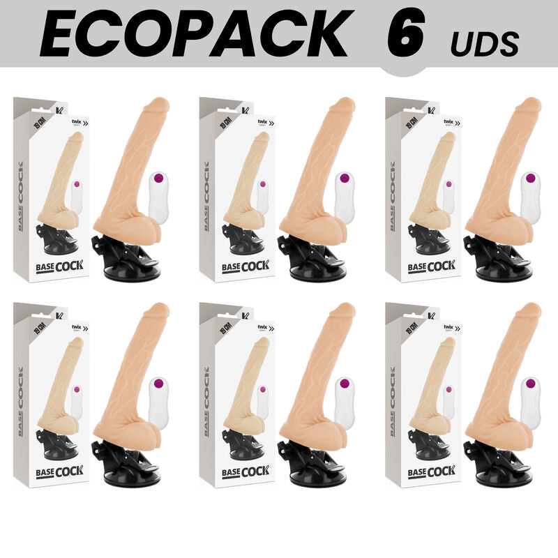 ECOPACK 6 UNIT BASECOCK VIBRADOR DE CONTROLE REMOTO NATURAL REALISTA 19 CM O 4 CM