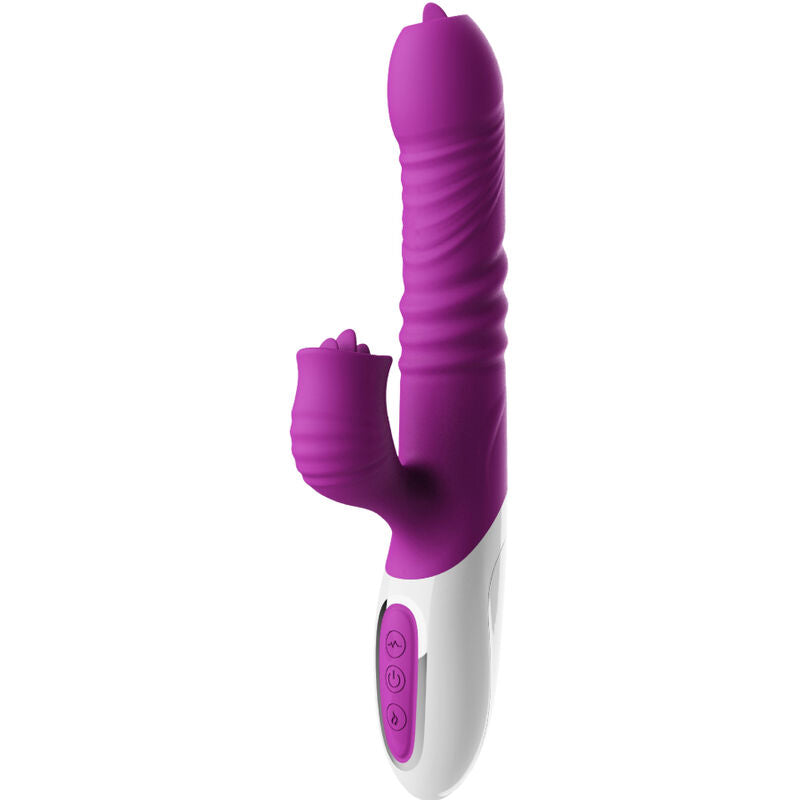 ARMONY VIBRADOR DE LiNGUA DUPLA E EFEITO DE CALOR VIOLETA DE EMPURRO